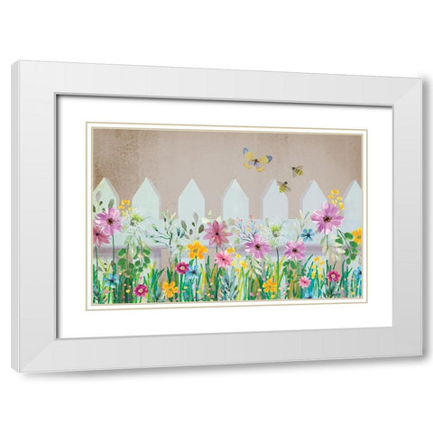 Wild Flower White Modern Wood Framed Art Print with Double Matting by ND Art