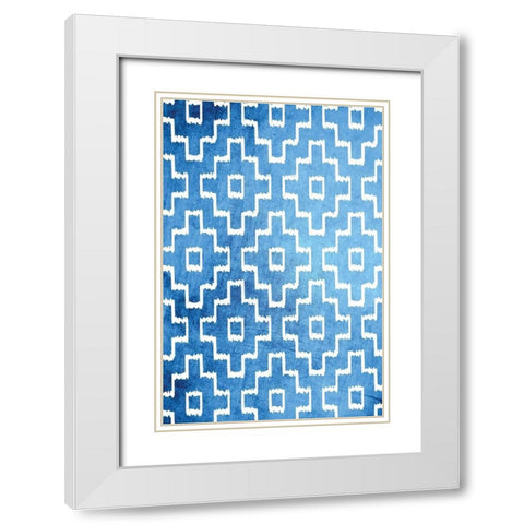 Blue and White VII White Modern Wood Framed Art Print with Double Matting by ND Art