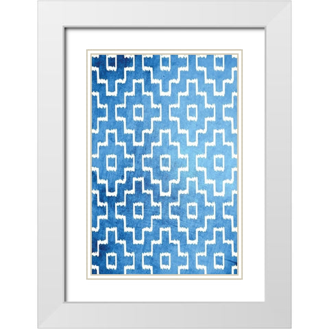Blue and White VII White Modern Wood Framed Art Print with Double Matting by ND Art
