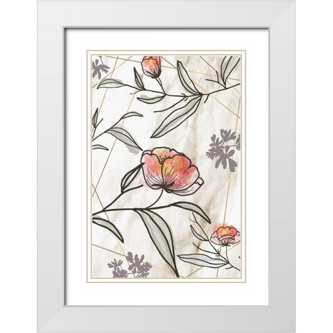 Spring Elegance III White Modern Wood Framed Art Print with Double Matting by ND Art