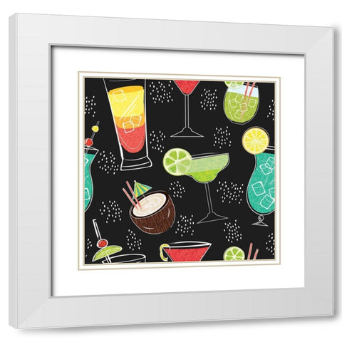 Sip Sip Hooray Pattern White Modern Wood Framed Art Print with Double Matting by ND Art