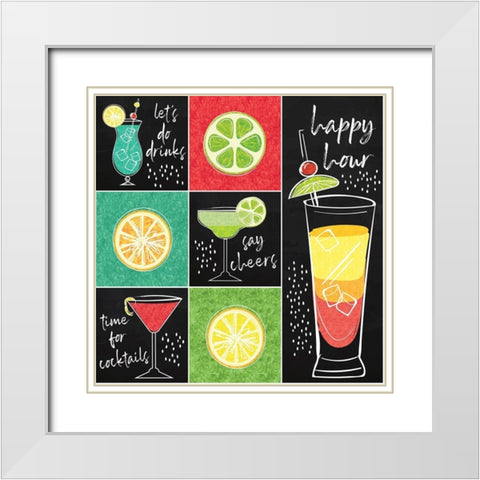 Sip Sip Hooray Pattern II White Modern Wood Framed Art Print with Double Matting by ND Art