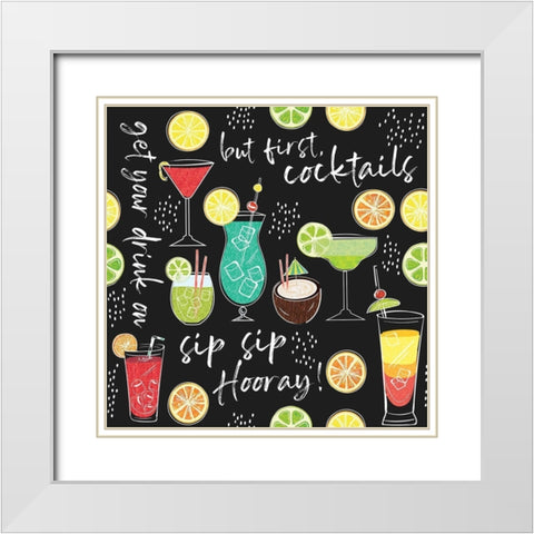 Sip Sip Hooray Pattern III White Modern Wood Framed Art Print with Double Matting by ND Art