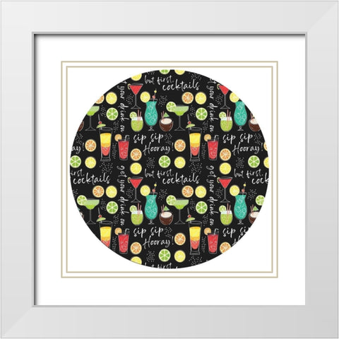 Sip Sip Hooray Plate White Modern Wood Framed Art Print with Double Matting by ND Art