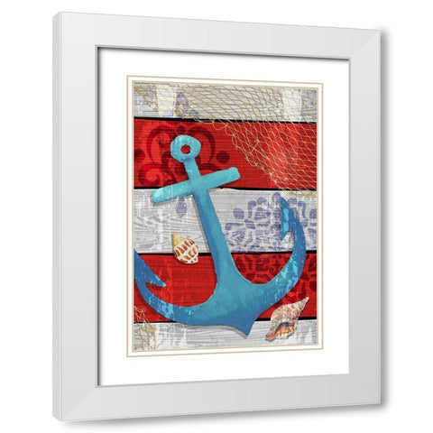 New England Anchor White Modern Wood Framed Art Print with Double Matting by ND Art