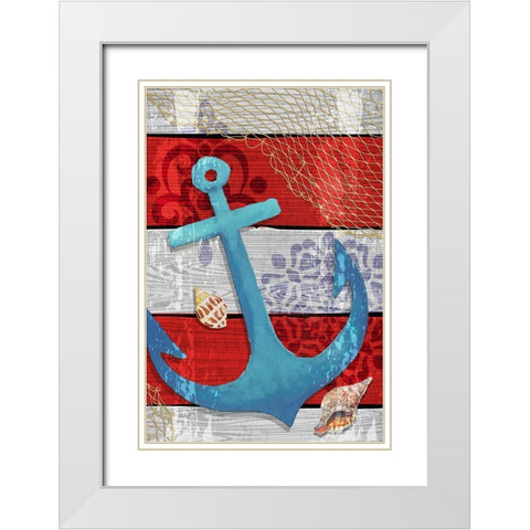 New England Anchor White Modern Wood Framed Art Print with Double Matting by ND Art