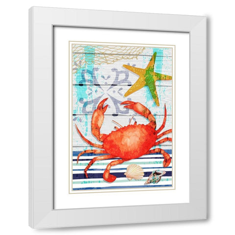 New England Crab White Modern Wood Framed Art Print with Double Matting by ND Art
