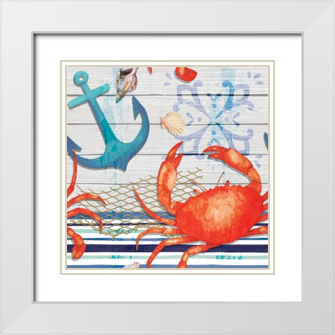 New England Pattern White Modern Wood Framed Art Print with Double Matting by ND Art