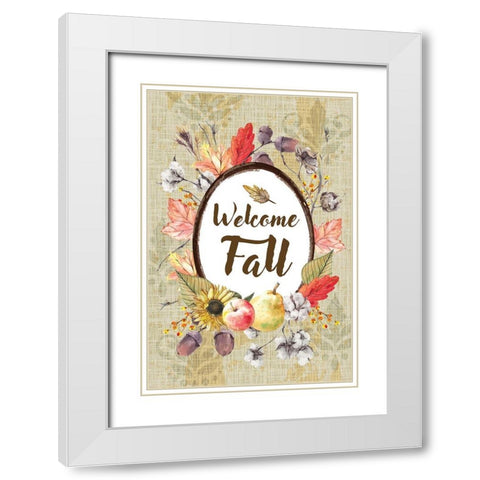 Welcome Fall White Modern Wood Framed Art Print with Double Matting by ND Art