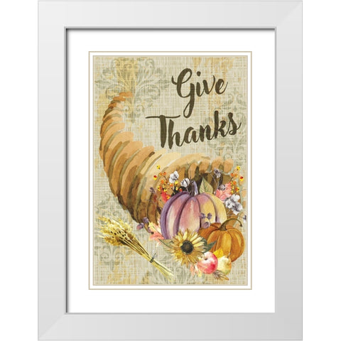 Give Thanks White Modern Wood Framed Art Print with Double Matting by ND Art