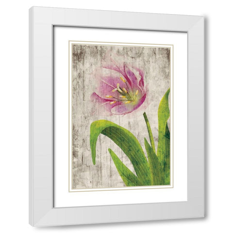 Tulips I White Modern Wood Framed Art Print with Double Matting by ND Art