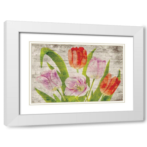 Tulips II White Modern Wood Framed Art Print with Double Matting by ND Art