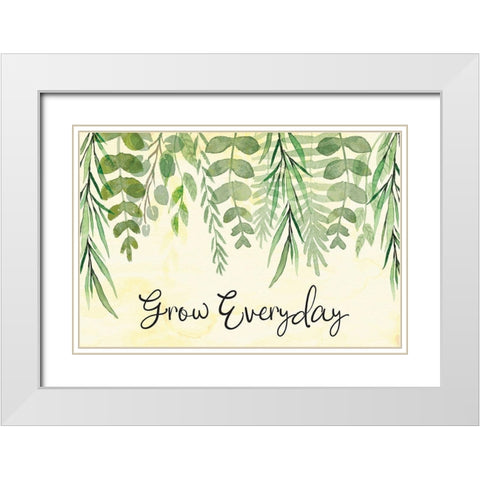 Grow Everyday White Modern Wood Framed Art Print with Double Matting by ND Art