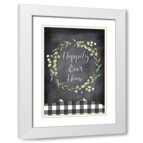 Happy Ever Home White Modern Wood Framed Art Print with Double Matting by ND Art