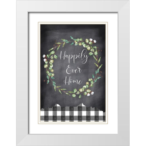 Happy Ever Home White Modern Wood Framed Art Print with Double Matting by ND Art