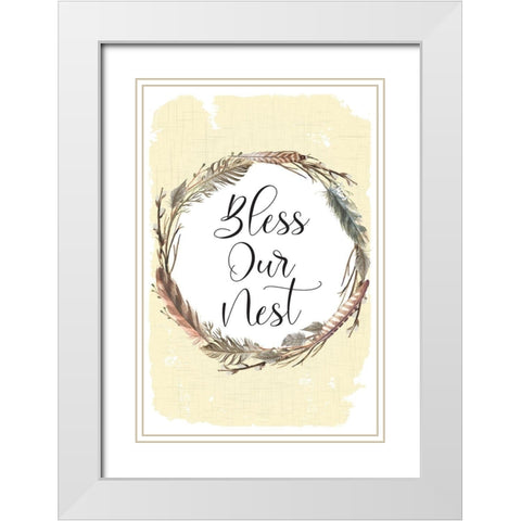 Bless Our Nest White Modern Wood Framed Art Print with Double Matting by ND Art