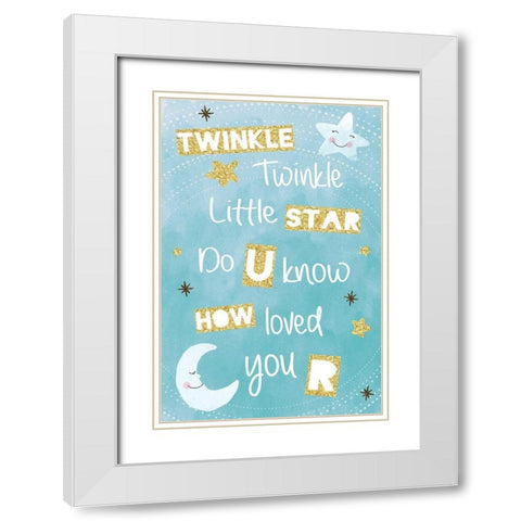 Twinkle Twinkle White Modern Wood Framed Art Print with Double Matting by ND Art