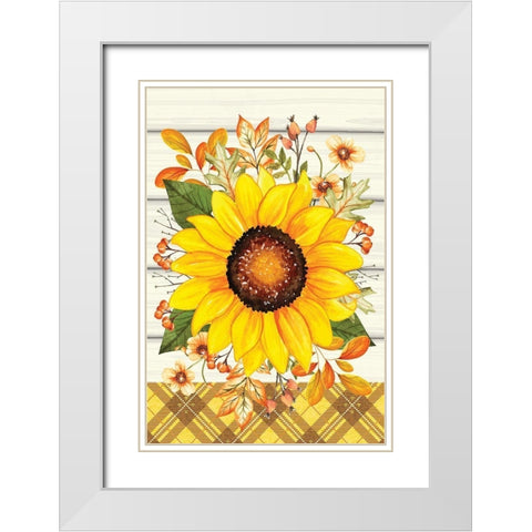 Sunflower White Modern Wood Framed Art Print with Double Matting by ND Art