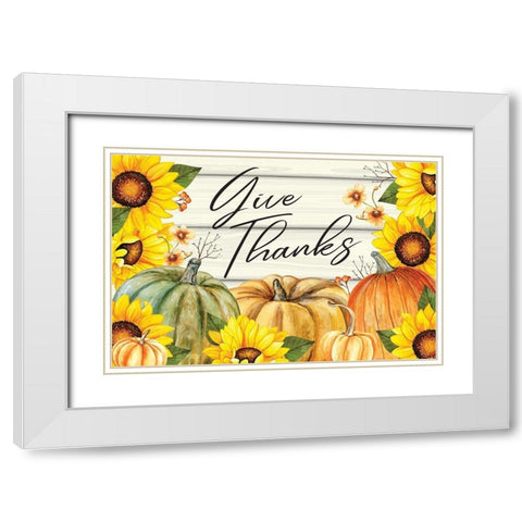 Give Thanks White Modern Wood Framed Art Print with Double Matting by ND Art