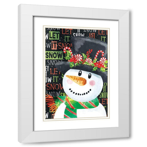 Snowman White Modern Wood Framed Art Print with Double Matting by ND Art