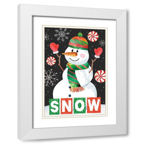 Snow Showman White Modern Wood Framed Art Print with Double Matting by ND Art