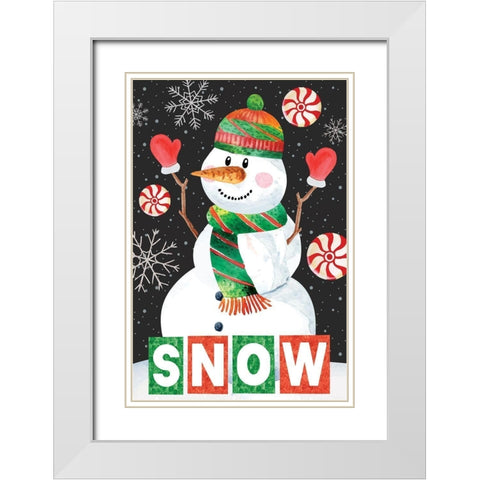 Snow Showman White Modern Wood Framed Art Print with Double Matting by ND Art