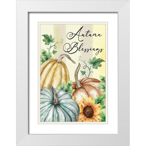 Autumn Blessings White Modern Wood Framed Art Print with Double Matting by ND Art