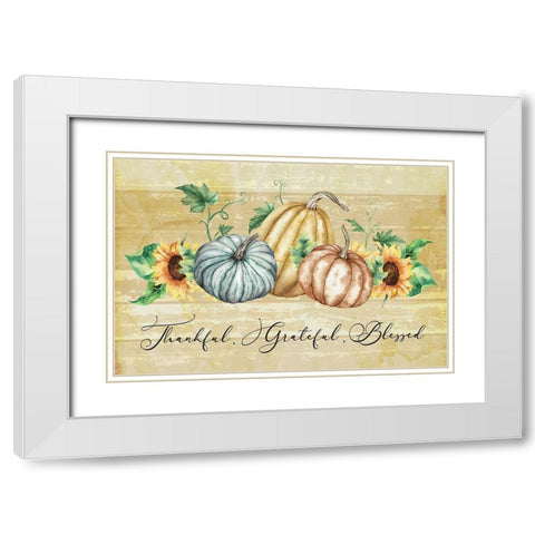 Thankful Grateful Blessed White Modern Wood Framed Art Print with Double Matting by ND Art