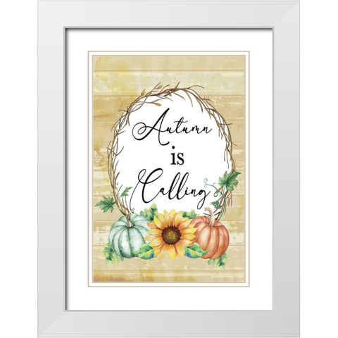 Autumn is Calling White Modern Wood Framed Art Print with Double Matting by ND Art