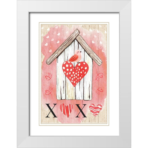 XO Birdhouse White Modern Wood Framed Art Print with Double Matting by ND Art