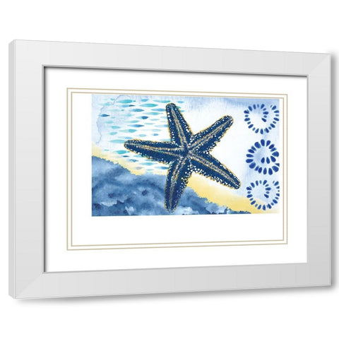 Starfish White Modern Wood Framed Art Print with Double Matting by ND Art