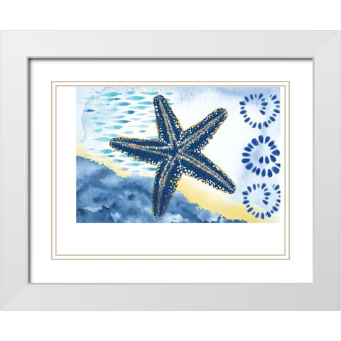 Starfish White Modern Wood Framed Art Print with Double Matting by ND Art