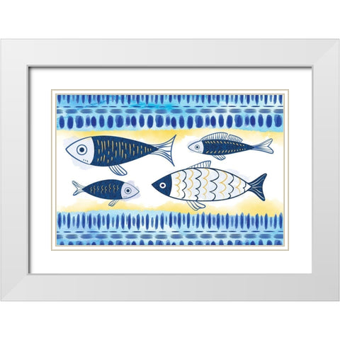 Fish White Modern Wood Framed Art Print with Double Matting by ND Art