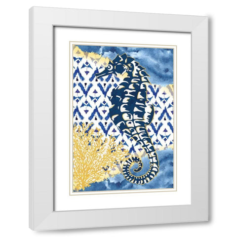 Seahorse White Modern Wood Framed Art Print with Double Matting by ND Art
