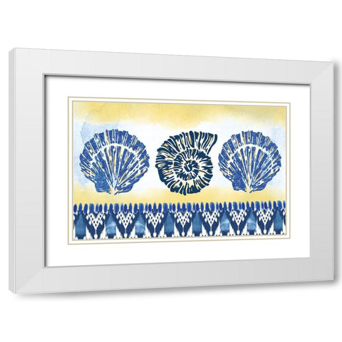 Shells White Modern Wood Framed Art Print with Double Matting by ND Art