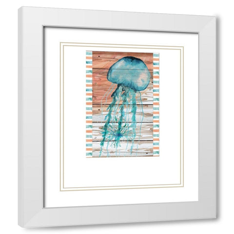 Jellyfish White Modern Wood Framed Art Print with Double Matting by ND Art