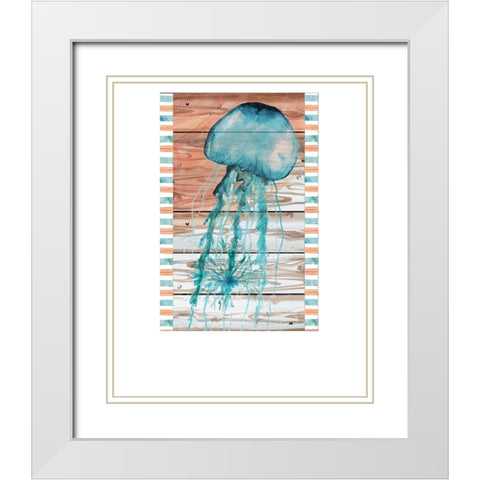 Jellyfish White Modern Wood Framed Art Print with Double Matting by ND Art