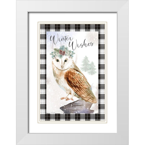 Winter Wishes White Modern Wood Framed Art Print with Double Matting by ND Art