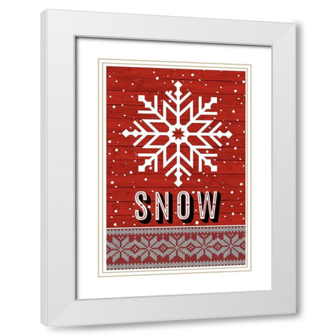 Snow Flake White Modern Wood Framed Art Print with Double Matting by ND Art