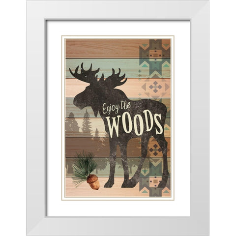 Enjoy the Woods White Modern Wood Framed Art Print with Double Matting by ND Art