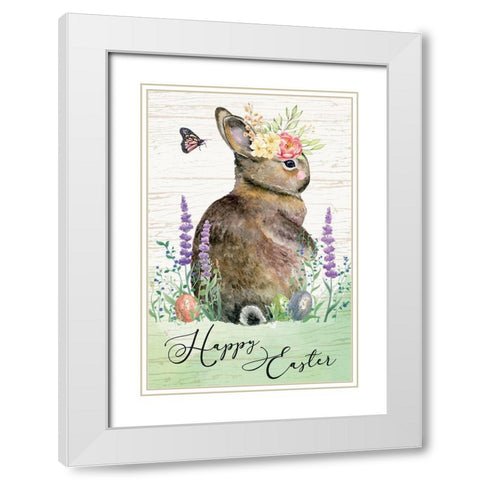 Happy Easter White Modern Wood Framed Art Print with Double Matting by ND Art