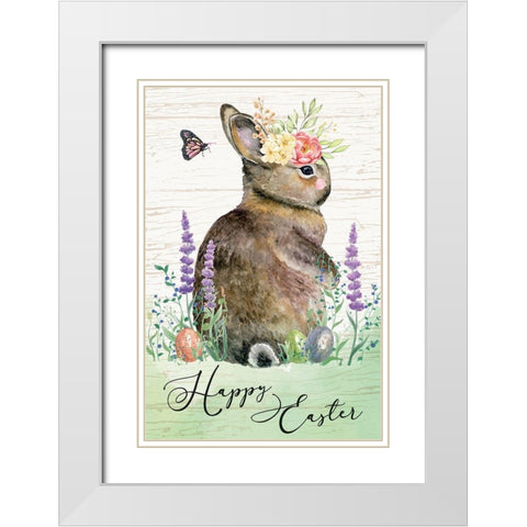 Happy Easter White Modern Wood Framed Art Print with Double Matting by ND Art