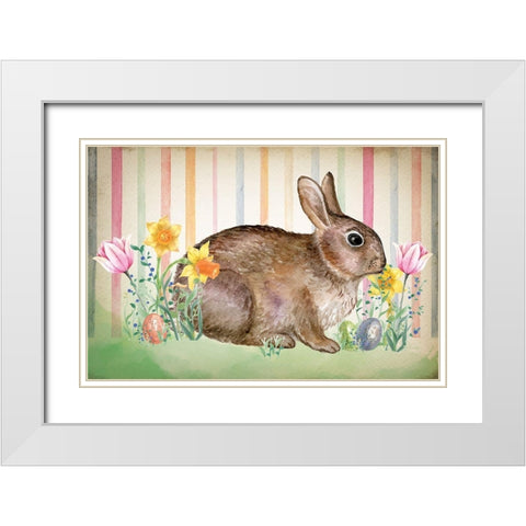 Bunny White Modern Wood Framed Art Print with Double Matting by ND Art