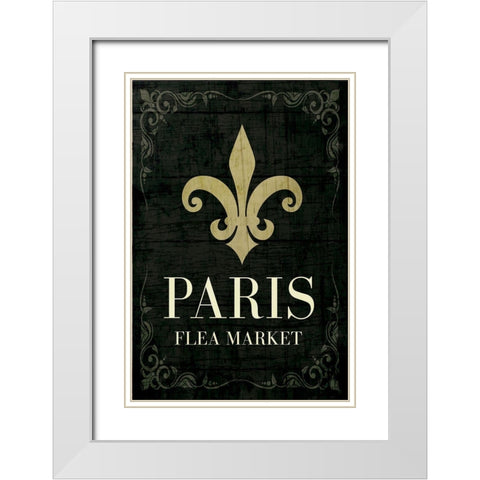 Paris Flea Market White Modern Wood Framed Art Print with Double Matting by ND Art