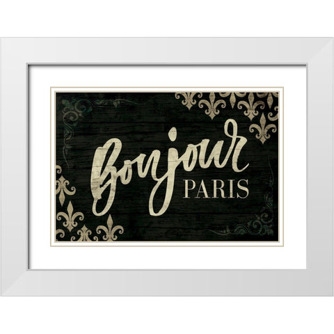 Bonjour White Modern Wood Framed Art Print with Double Matting by ND Art