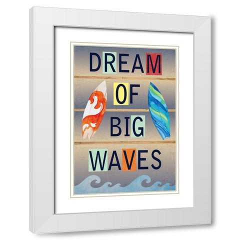 Dream of Big Waves White Modern Wood Framed Art Print with Double Matting by ND Art