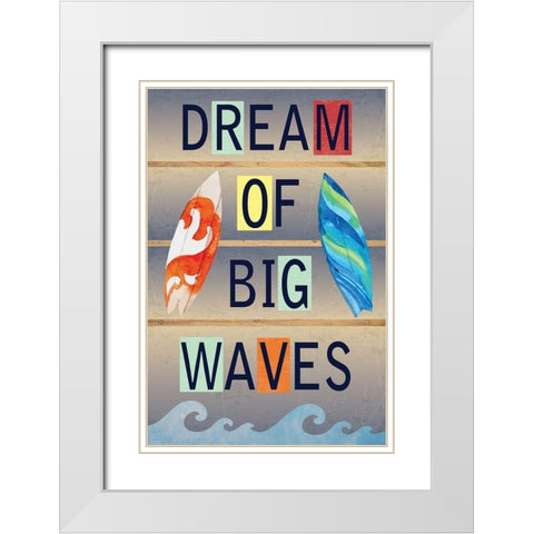 Dream of Big Waves White Modern Wood Framed Art Print with Double Matting by ND Art