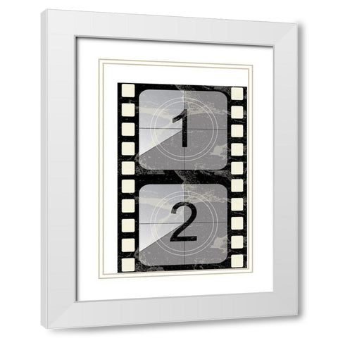 Movie I White Modern Wood Framed Art Print with Double Matting by ND Art