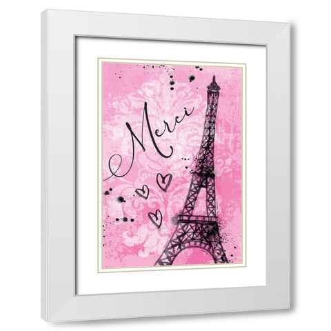 Merci White Modern Wood Framed Art Print with Double Matting by ND Art