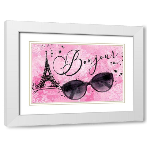 Bonjour White Modern Wood Framed Art Print with Double Matting by ND Art